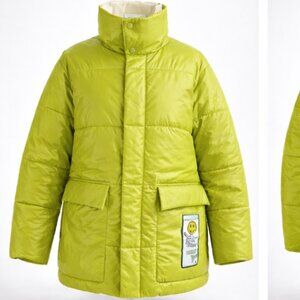 New Goose Down Puffer Jacket Green Oversized M/L With Tags